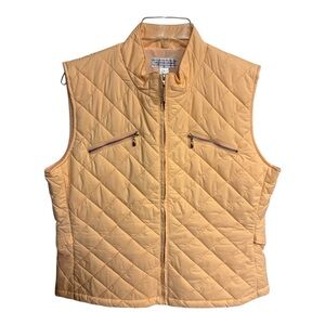 NWT St John Sport Quilted Sleeveless Peach Zip Vest w Side Buckle Accents Sz L